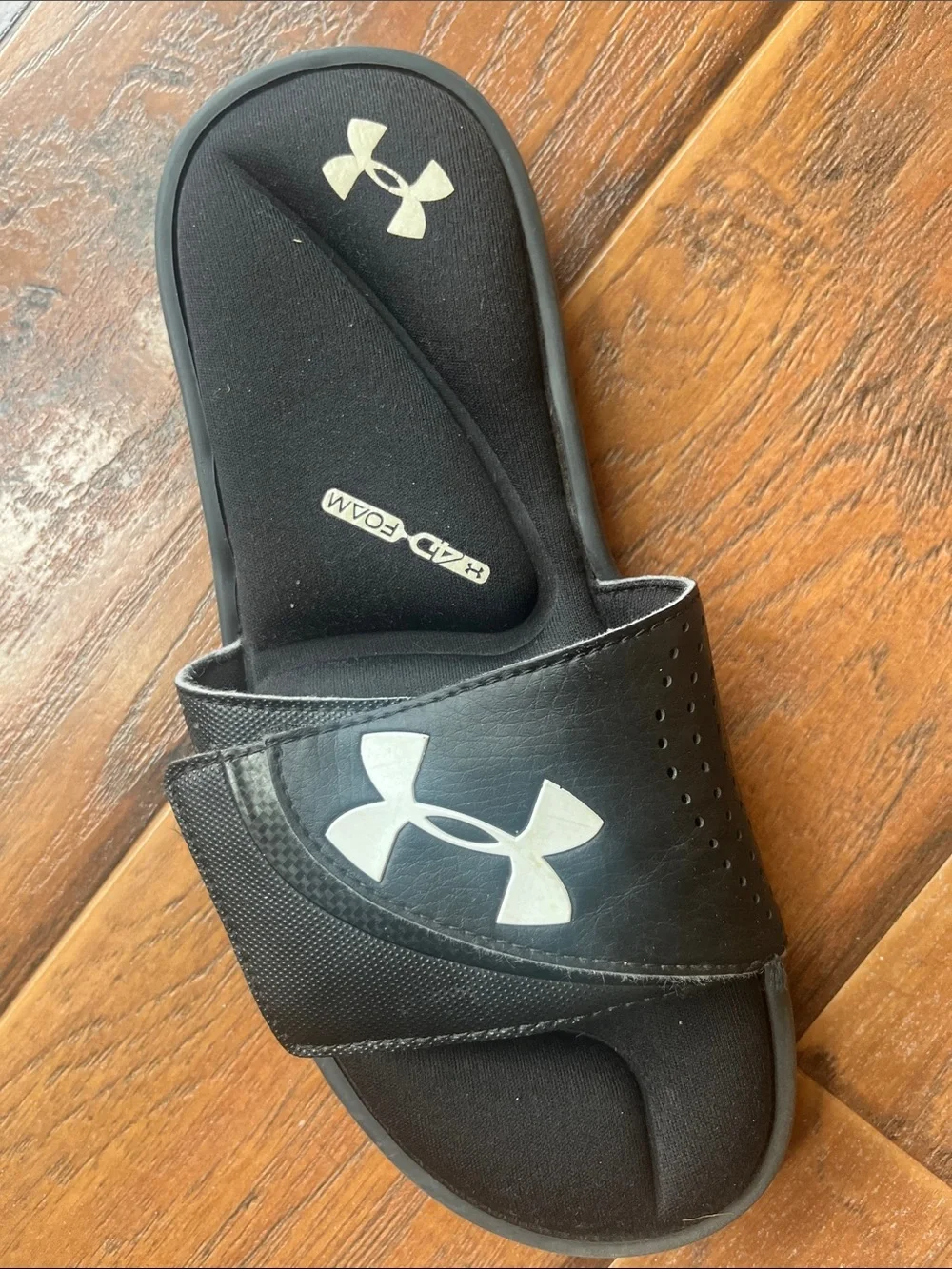 Under Armour Kids Black Slide Sandals with White Logo